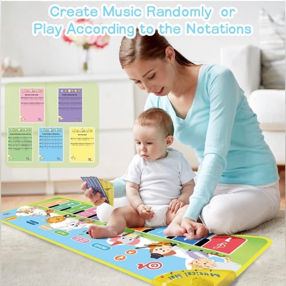 Baby Toddler Piano Mat with 38 Sounds for Boys Girls (5 Sheet Music Included) - Picture 4 of 11